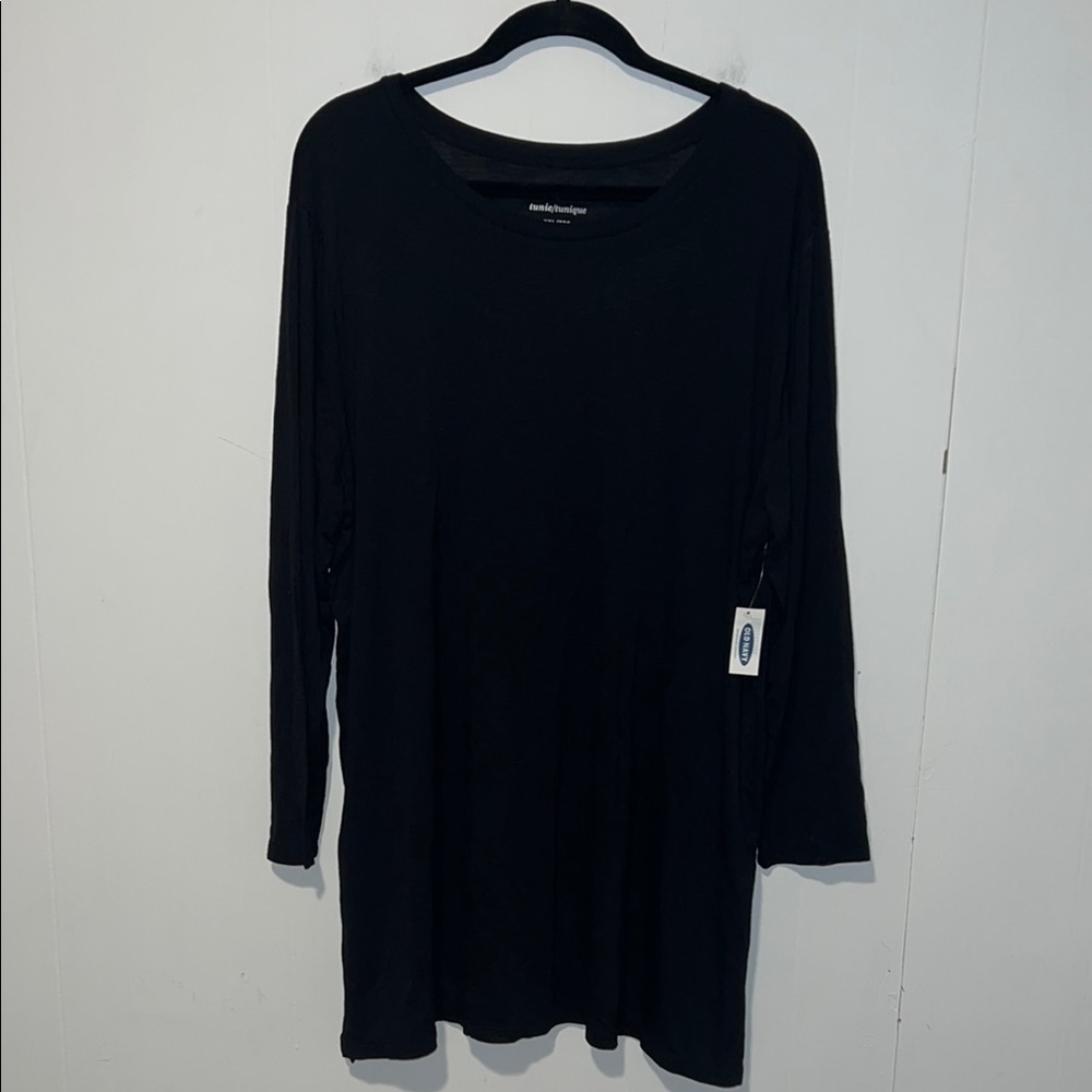 NWT Old Navy Women’s Long Sleeve Black Tunic Side Slits Size XXL Q35